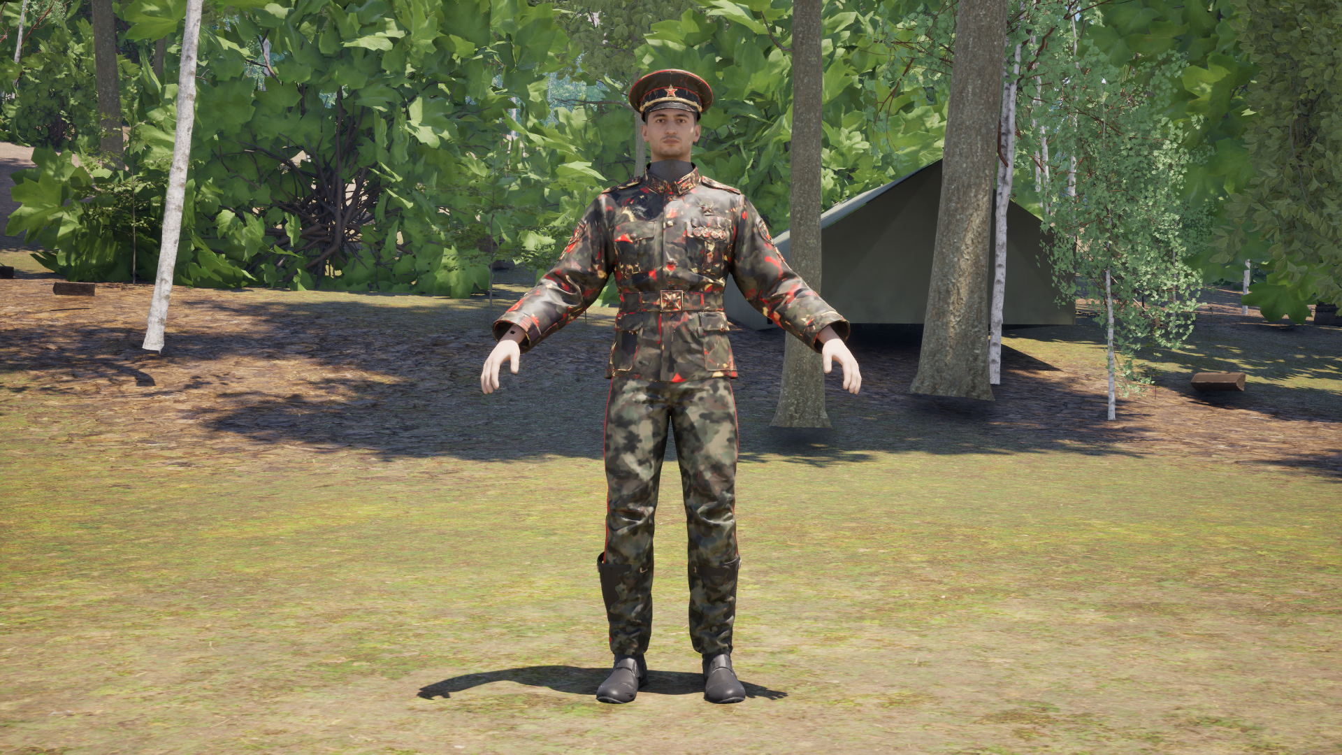 USSA General uniform in game with the standard trouser and boot fit
